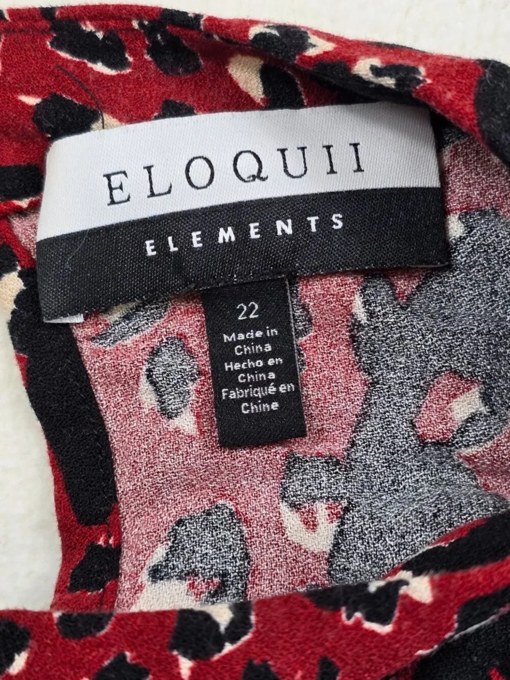 Eloquii Elements Womens Plus Size 22 Red Maroon & Black Animal Print Dress - Picture 2 of 3